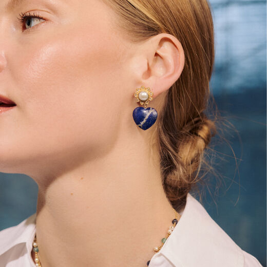 Lapis heart-shaped earrings by Carousel Jewels